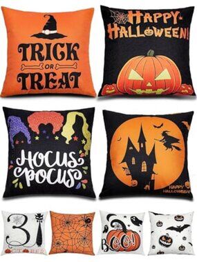 Halloween Pillow Covers 18x18 4Pcs Double‑Sided Print Home Decor